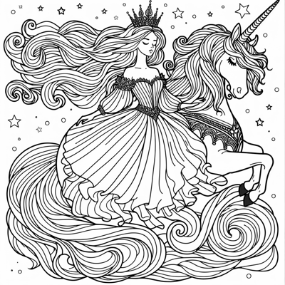 Elsa From Frozen On A Unicorn Coloring Page