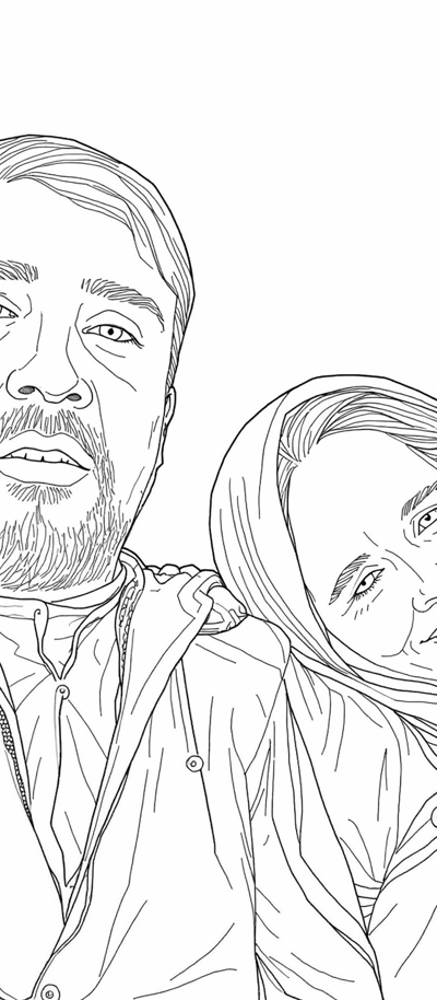 A Man And A Woman Are Sitting Next To Each Other... Coloring Page