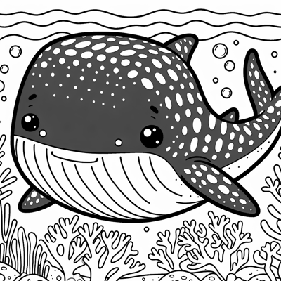 Adorable Whale Shark Coloring Page