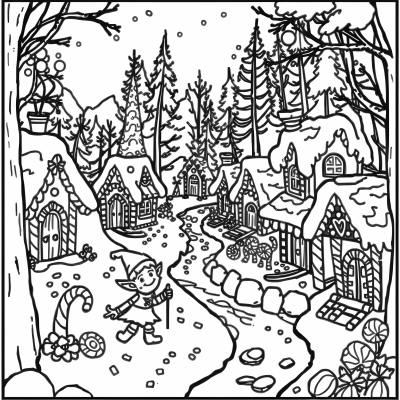 Candy Cane Forest Coloring Page