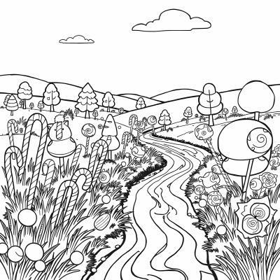 A Field Full Of Candy Canes Coloring Page