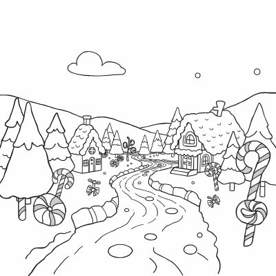 100 Candy Canes Coloring Page