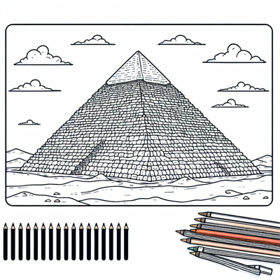 Egypt Great Pyramid Ancient Coloring Page Black... Coloring Page