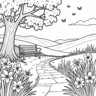 Elegant Daffodils Coloring Page