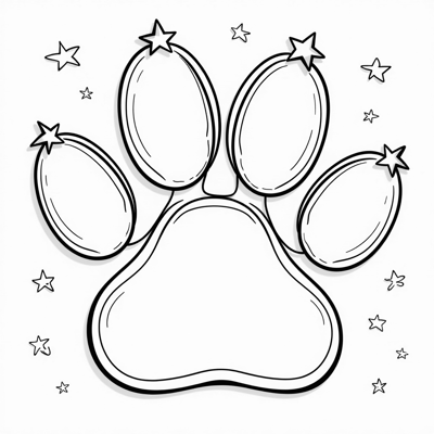 Stars And Waving With A Tiny Paw For A Coloring... Coloring Page