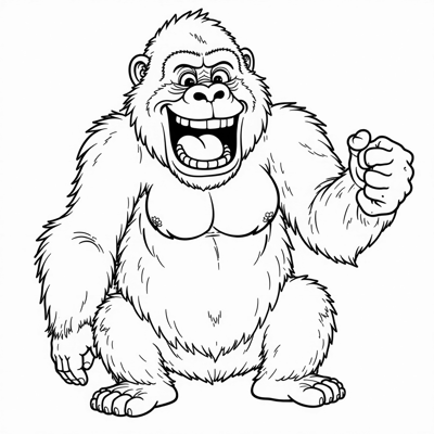 The Gorilla Laughs. Coloring Page
