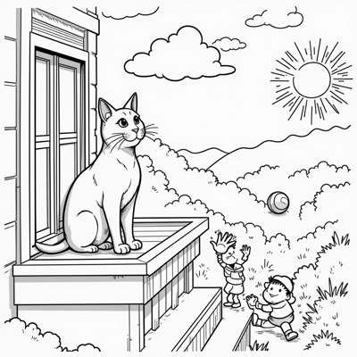Cat Meows In Spain Coloring Page