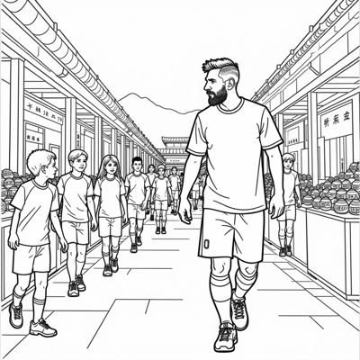 Messi In North Korea Coloring Page