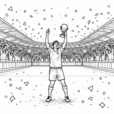 Messi Wins World Cup Coloring Page