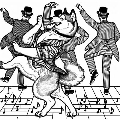 A Husky Dancing During The 1920s Coloring Page