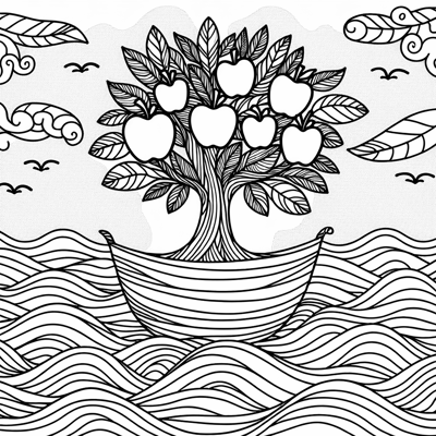 Apple Tree Boat Coloring Page
