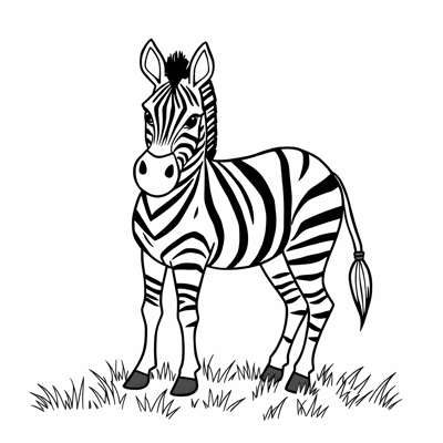 Zebra On The Grass Coloring Page