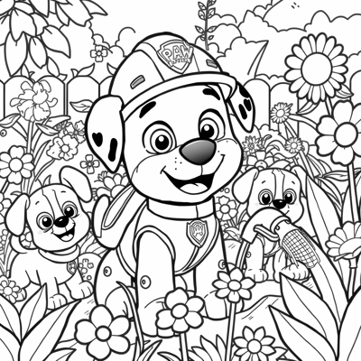 Paw Patrol Marshall With Helmet From Paw Patrol... Coloring Page