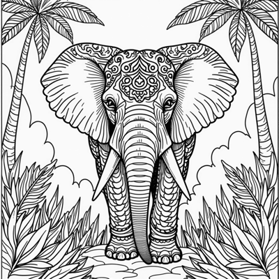 An Elephant With Mandala Coloring Page