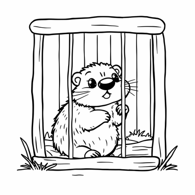 Marmot Playing In The Enclosure Coloring Page