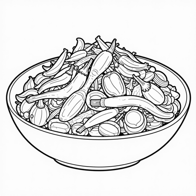Vegetable Stir-fry Coloring Page
