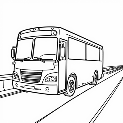 Bus On The Highway Coloring Page