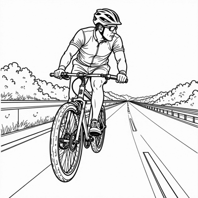 Bicycle On The Highway Coloring Page