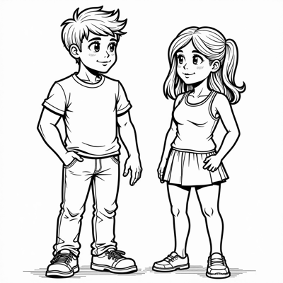 8 Bit Male And Female Coloring Page