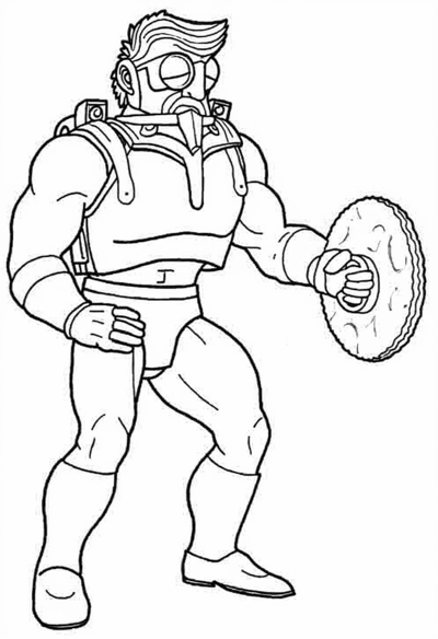 A Toy Figure Of A Man Holding A Shield. Coloring Page