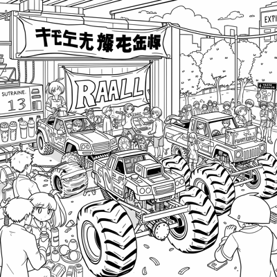 A Dynamic Scene Featuring A Group Of Anime Boys... Coloring Page