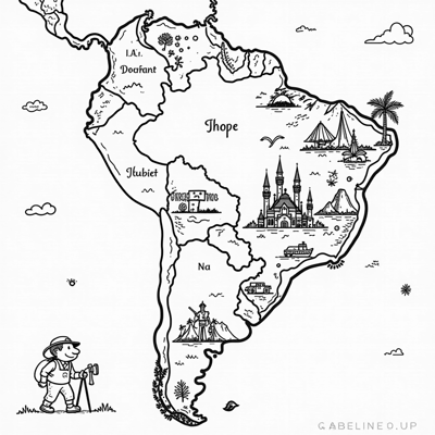 Create A Whimsical Outlineonly Map Of Brazil... Coloring Page