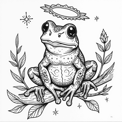 Doodle Tree Frog All Tattoos With Horn Sand Had... Coloring Page