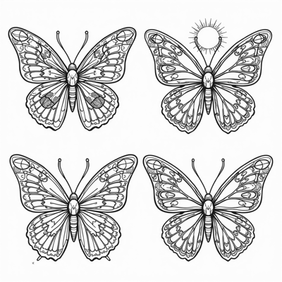 Doodle Butterflies All Up All Tattoos With Horns... Coloring Page