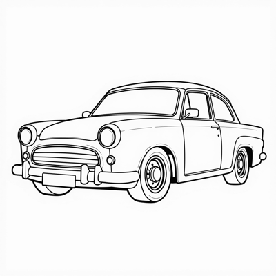 A Stylish Retro Vintage Car With Pastel Colors And... Coloring Page