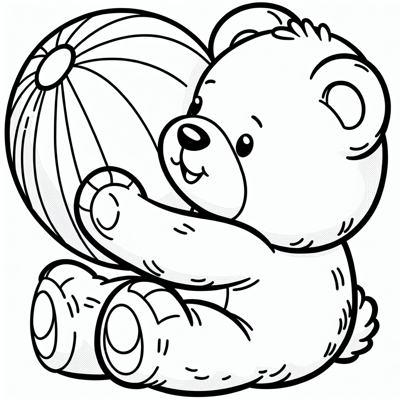 Teddy Bear With A Ball Coloring Book Super Simple... Coloring Page