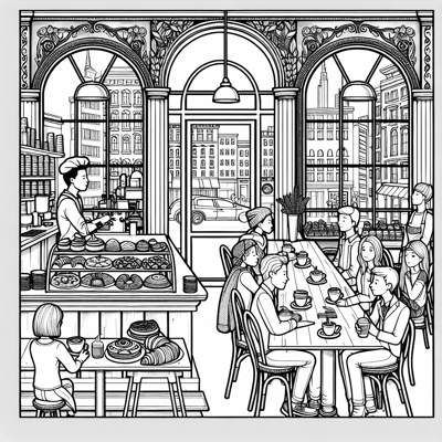 Coffee Shop Coloring Page