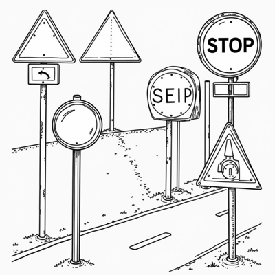 Traffic Signs And Their Names Coloring Page