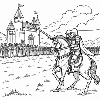 Castles Dragons Princesses Tournaments And Knights... Coloring Page