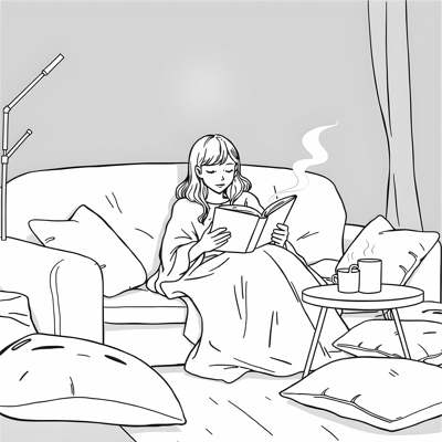Kawaii Style Easy Bold A Woman Is Sitting On The... Coloring Page