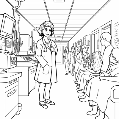 Easy Bold Woman Doctor Who Wear A Uniform Coloring Page