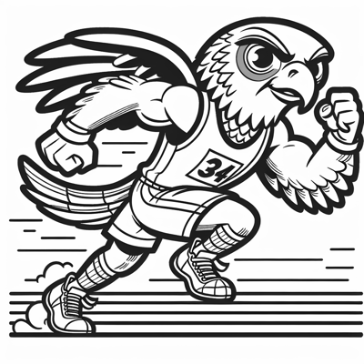 A Falcon Running A Race And Wearing An Athletic... Coloring Page