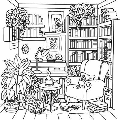 Cozy Corner Coloring Pages For Teens And Adults... Coloring Page