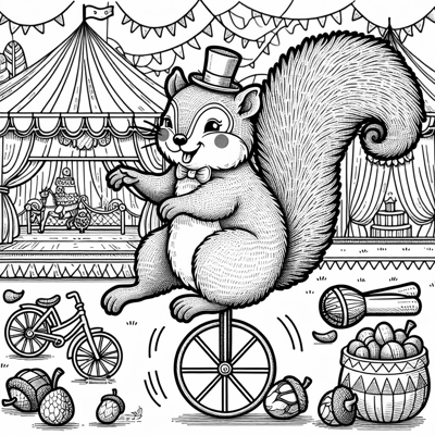 Squirrel At The Circus Coloring Page