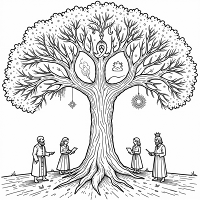 A Comic Strip Featuring A Mystical Tree Of Life... Coloring Page