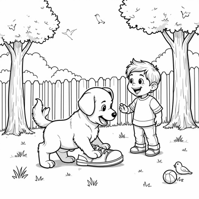 A Puppy Playing With A Shoe Coloring Page