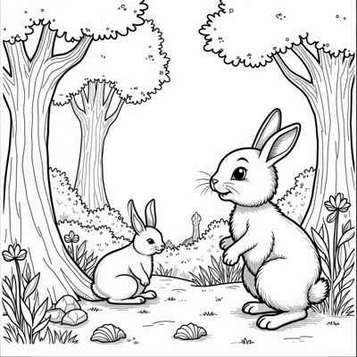 Bunny Multiple Variations Coloring Page