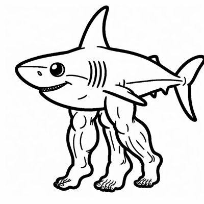 Shark With Human Legs Coloring Page