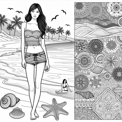 Full Length View Of A Tall Japanese Female... Coloring Page