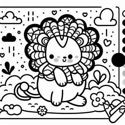 Cute Kawaii Lion Coloring Page