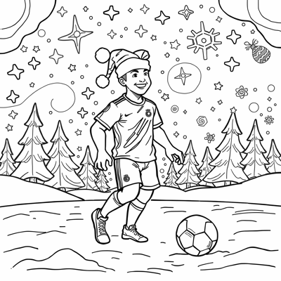 Ronaldo With A Christmas Hat Coloring Page