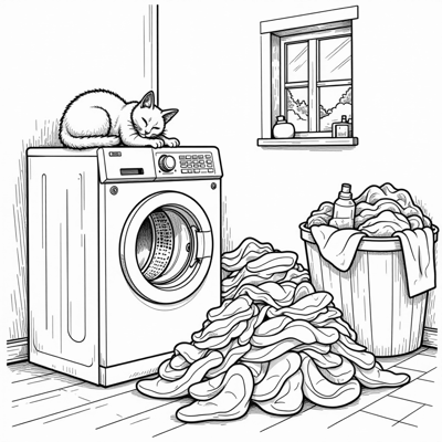 A Detailed Pile Of Laundry On The Floor By The... Coloring Page
