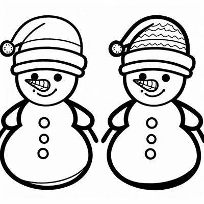 A Snowman Wearing A Santa Hat Coloring Page
