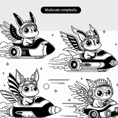 Cute Fantastic Beasts Like Pokemons Driving... Coloring Page