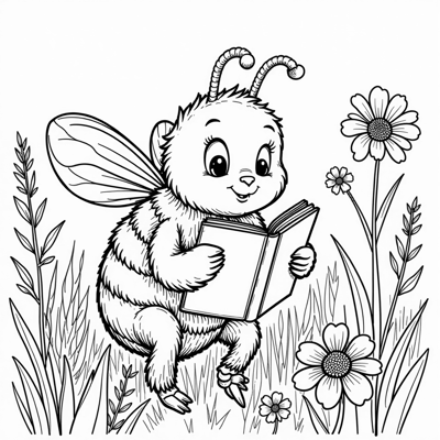 Bee, Reader Coloring Page