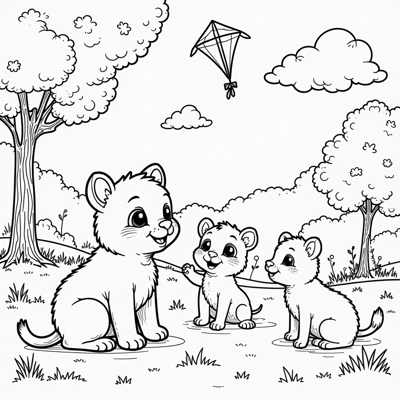 Cute Animals Coloring Page